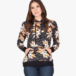 Lildy black, orange & ivory floral hoodie szL/XL